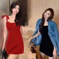 ราคา Cicishop(SALE/สุ่มสี 98068)เดรสสั้นสายเดี่ยวไหมพรมเข้ารูป สายผูกที่ไหล่เพิ่มความหวาน น่ารักเซ็กซี่สไตล์เกาหลีสุดๆ (11886603755)