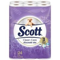 ราคา สก๊อตต์คลีนแคร์กลิ่นเนเชอรัลเฟรชกระดาษชำระหนา 3ชั้น แพค 24ม้วน ScottCleanCareNaturalFresh X24 [8888336024271 ] (47803164785)