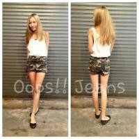 ราคา Oops กางเกงยีนส์ขาสั้น ลายทหาร (12717619792)