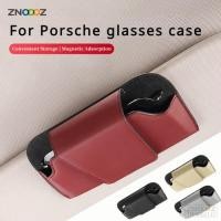 ราคา Car Glasses Case PU Leather Sun Visor Glasses Holder Clip Card Ticket Sunglasses Box For Porsche Ca (44854626880)