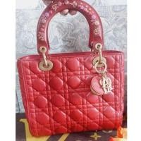 ราคา กระเป๋าหนังแท้ซีดีทรงถือเลดี้สีแดงมือสอง (19286740587)