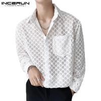 ราคา Incerun เสื้อเชิ้ตแขนยาว คอปก ซีทรู ทรงหลวม แฟชั่นสําหรับผู้ชาย (15843703595)