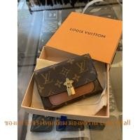 ราคา ของแท้ ยิงจริงใหม่เอี่ยม Louis Vuitton LV classic กระเป๋าสตางค์คลิปสั้นสีคาราเมลสำหรับเด็กผู้หญิง กระเป๋าสตางค์ผู้หญิง (28707039607)