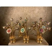 ราคา ดอกบัวปิดทอง 1 คู่ เจ๊า พานดอกบัว แจกันดอกบัว พานพุ่ม ดอกบัวไม้แกะสลักปิดทอง (เล็ก) (3481167897)