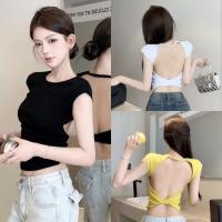 ราคา FC พร้อมส่งเสื้อยืดแขนกุด คอกลม เปิดโชว์หลัง เอวด้านหลังม้วน สีพื้น 3 สี (27608870808)