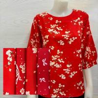 ราคา เสื้อคอกลมแขนสามส่วนเสื้อตรุษจีนเสื้อสีแดงสำหรับผู้หญิงลายเนื้อผ้าไหมอิตาลีสวมใส่สบาย (54354423319)