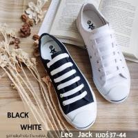 ราคา รองเท้าผ้าใบ หัวแจ็ค ลีโอ คุณภาพดี สีขาว ดำ ผ้าใบผูกเชือก หัว แจ๊ค ไซส์หญิงชาย - หน้ายิ้ม (8312544294)