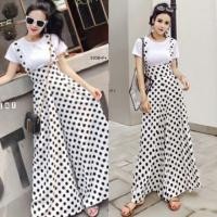 ราคา Set เสื้อยืดสีขาว + เอี๊ยมกางเกงลายจุด Polka (1921277444)