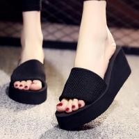 ราคา รองเท้าแตะแบบสวมแฟชั่นรองเท้าส้นเตารีดสินค้าพร้อมส่ง (18737475644)