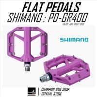 ราคา บันไดเสือภูเขา บันไดทัวร์ริ่ง บันไดซิตี้ไบค์ SHIMANO : PD-GR400 AM TL MTB FLAT PEDALS สีม่วง (26164655772)