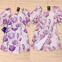 ราคา (m,l) จั๊มสูทขาสั้น จั๊มกระโปรงกางเกง ลายดอกทิวลิป สวย น่ารัก ผ้าดีมาก งานป้าย nana (13077943111)