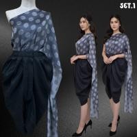 ราคา โจงกระเบนไหมกับโจงกระเบนสีพื้น เซตโทนขาวดำ (52550647807)