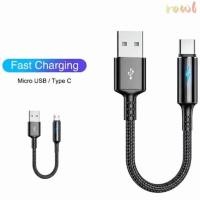 ราคา สาย ROWL USB Type C, สาย Micro USB สั้น 25 ซม., สายเคเบิลข้อมูลชาร์จเร็วไนลอนแบบพกพา (51307181262)