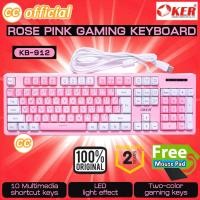 ราคา ✅แท้100% OKER KB-912 คีย์บอร์ด เกมมิ่ง สีชมพู ไฟทะลุ ROSE PINK BACKLIT GAMING KEYBOARD RGB สวยมากๆ (15197712335)