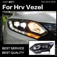 ราคา AKD Head Lamp for Honda HRV Vezel 2014-2019 LED Head Light Turn Signal LED DRL Double Lens Assmbly (56554629421)