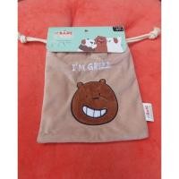 ราคา ถุงผ้าหูรูด กริซลี่ We bare bears drawstring bag ลิขสิทธิ์แท้ Moshi moshi (26155423105)