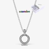 ราคา [พร้อมส่ง สินค้าแท้ ] แถมกล่อง สร้อยคอแพนโดร่า รุ่น Pandora Double Circle Pendant & Necklace (28972710347)