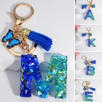 ราคา Sea Blue A To Z 26 Letter Keychain Women Wallet Charms 26 Initials Alphabet Butterfly Tassel Pendant With Key Rings Jewe (18693199895)