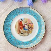 ราคา จานโชว์ Vintage Cabinet Plate, Liverpool Road Pottery Ltd, Cries of London จานสวยพร้อมตั้งโชว์สีเขียว Turquoise เซรามิก (9812132792)