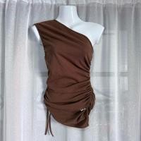 ราคา เสื้อปาดไหล่ เบี่ยงข้าง สีน้ำตาลรูดข้างLama ไม่มีตำหนิ (58152969534)