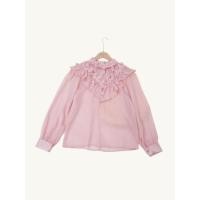 ราคา เสื้อแขนยาวชีฟองคอระบายแต่งลูกไม้ สีชมพูอ่อน ผ้าชีฟอง (40515078798)