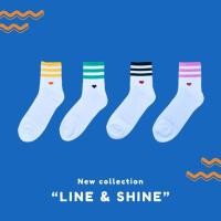 ราคา ถุงเท้าOld school ข้อยาวแถบสีและหัวใจ คอลเลคชั่น "Line & Shine" (1) (43818709416)