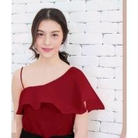 ราคา เสื้อสายเดี่ยว แต่งไหล่ระบายเฉียง มือสองใส่ครั้งเดียว (15112041226)