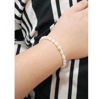 ราคา สร้อยข้อมือไข่มุกแท้ ไข่มุกน้ำจืด ทรงไข่ สีขาว ข้อมือ15-16cm (18196270299)