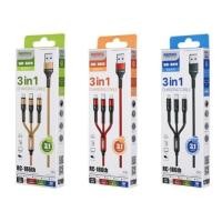 ราคา REMAXแท้!!!!! สายชาร์จ Cable 3in1 3หัว Tpye-C Micro IP ความยาว1M (RC-186th) **รับประกัน1ปี** (13456404296)