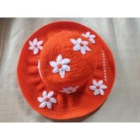 ราคา หมวกถักตกแต่งดอกไม้ หมวกถักไหมพรม สีส้ม (13701837268)
