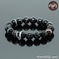 ราคา หินแบล็คอาเกต หินโมรา สีดำ Black Agate ขนาด 12 มิล หินแท้ 100% หินดวงตาสวรรค์ หินสีดำ หินมงคล (2742480791)