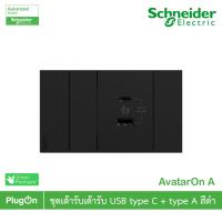 ราคา Schneider ชุดเต้ารับ USB Type A+C + ฝาอุดช่องว่าง พร้อมฝาครอบสีดำ รุ่น AvatarOn A | PlugOn (41971310677)