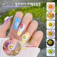 ราคา 8PC Takashi Murakami เล็บยิ้มเครื่องประดับ / การ์ตูนดอกทานตะวันที่มีสีสันสติกเกอร์ติดเล็บเครื่องประดับ (17413787645)