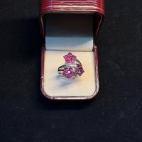 ราคา แหวนทับทิมสยามรูปดอกไม้ ตัวเรือนเงินแท้ ทับทิมสยาม เฉลี่ยเม็ดละ 0.21 ct (48754132212)