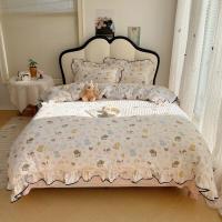 ราคา สไตล์เกาหลีล้างผ้าฝ้ายลูกไม้สี่ชิ้นชุดสาวน่ารักสดผ้าปูที่นอนผ้าห่มปกสามชิ้นชุดเครื่องนอน (27994318735)