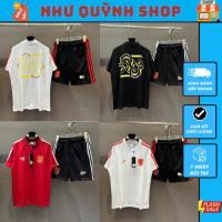 ราคา ชุดวอร์มชายเสื้อเชิ้ตสีขาวลายทางสีแดงและกางเกงขาสั้นสีดํา-สไตล์ย้อนยุคที่สวยงามมากพร้อมโลโก้สีเหลือง ก งat (29490041346)