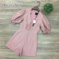 ราคา จั้มสูทขาสั้น ชุดสีชมพู แขนตุ๊กตา ผ้าลินิน งานป้าย Lover’s Shop (9041259106)