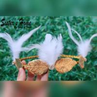 ราคา ส่งฟรี มงกุฎใบไม้ประดับขนนก (7942784)
