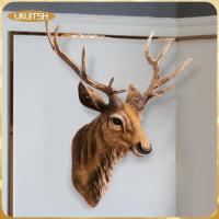 ราคา [unjitsh] ติดผนังหัวกวางประติมากรรมตกแต่ง Stag หัวเรซิ่นสีน้ําตาลกวาง Buck เครื่องประดับหัวปลอมสําหรับห้องรับประทานอาหารบ้านฤดูใบไม้ร่วง (25282942428)