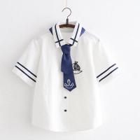 ราคา เสื้อเชิ้ตแขนสั้น ผูกเนกไท เสื้อนักเรียนญี่ปุ่น 37“ ปักลาย สมอเรือ เรือใบ ผ้าฝ้ายคอตตอน เชิ้ตทำงานผู้หญิง HerbieStyle (25290959410)