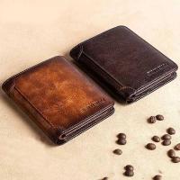 ราคา ❤ Slim Men's Stylish Black Leather Leather Brown Blocking Travel Business Wallet Gift Men Suita (43723069207)