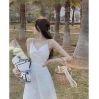 ราคา เดรสสีขาว สายเดี่ยวยาว ใส่ไปทะเลหรือไปงานก็ได้จ้า มือ 1 (29650342915)