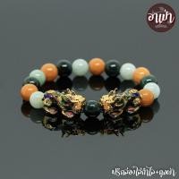 ราคา หินหยกพม่า 3 สี หยกแท้ 100% Jade ขนาด 10 มิล ปี่เซียะเปลี่ยนสีคู่ สีทอง เจ้าแห่งหินมีค่า เสริมความมั่งคั่งร่ำรวย (4503490837)