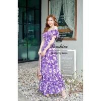ราคา เดรสยาว เดรสปาดไหล่ เดรสลายเสือ ไหล่ระบาย งานป้าย lady sunshine (5591146686)