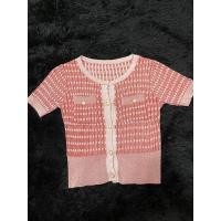 ราคา เสื้อไหมพรมถัก สีชมพูเข้ม มือ2 (19350788760)