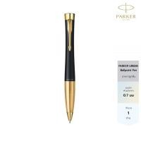 ราคา สลักชื่อฟรี Parker Urban Matte Black Gold Trim Twist Ballpoint pen ปากกาลูกลื่นเออร์เบินทวิส แมทดำ จีที (9413809528)