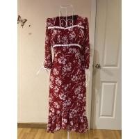ราคา เดรสยาวสีแดงลายดอก ผูกเอว (8675422599)