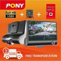 ราคา PONY dash cam รถ 1080P 3 เลนส์รถ DVR เลนส์กล้อง HD Car Recorder DVR Dash Cam G-Sensor dashcam กล้องย้อนกลับ gps (44953924582)