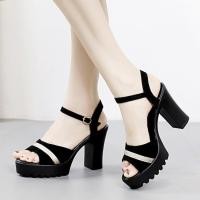 ราคา รองเท้าส้นสูงสุภาพสตรีแบบเปิดนิ้ว พื้นและส้นหนา พร้อมให้เลือกระดับไซต์จาก 35-40 (51357029001)