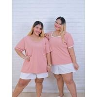 ราคา [ ส่งฟรี ] เสื้อสีชมพู เสื้อสีชมพูคนอ้วน เสื้อสาวอวบพลัสไซส์ วาเลนไทน์ ชุดคนอ้วน สีชมพู (24990947910)